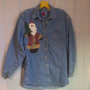 Vintage Women's Sunbelt Denim Christmas Shirt Size M